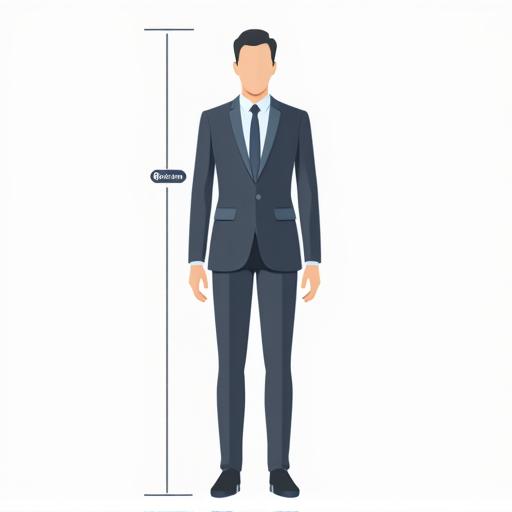 スーツの寸法測定箇所を示したシンプルな人体図のイラスト。